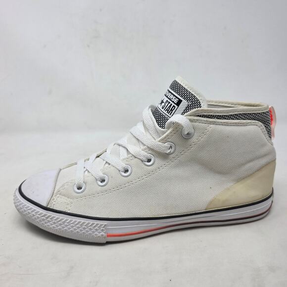Converse Chuck Taylor All Star Mid White Canvas Sneakers Youth 5 - Picture 2 of 8